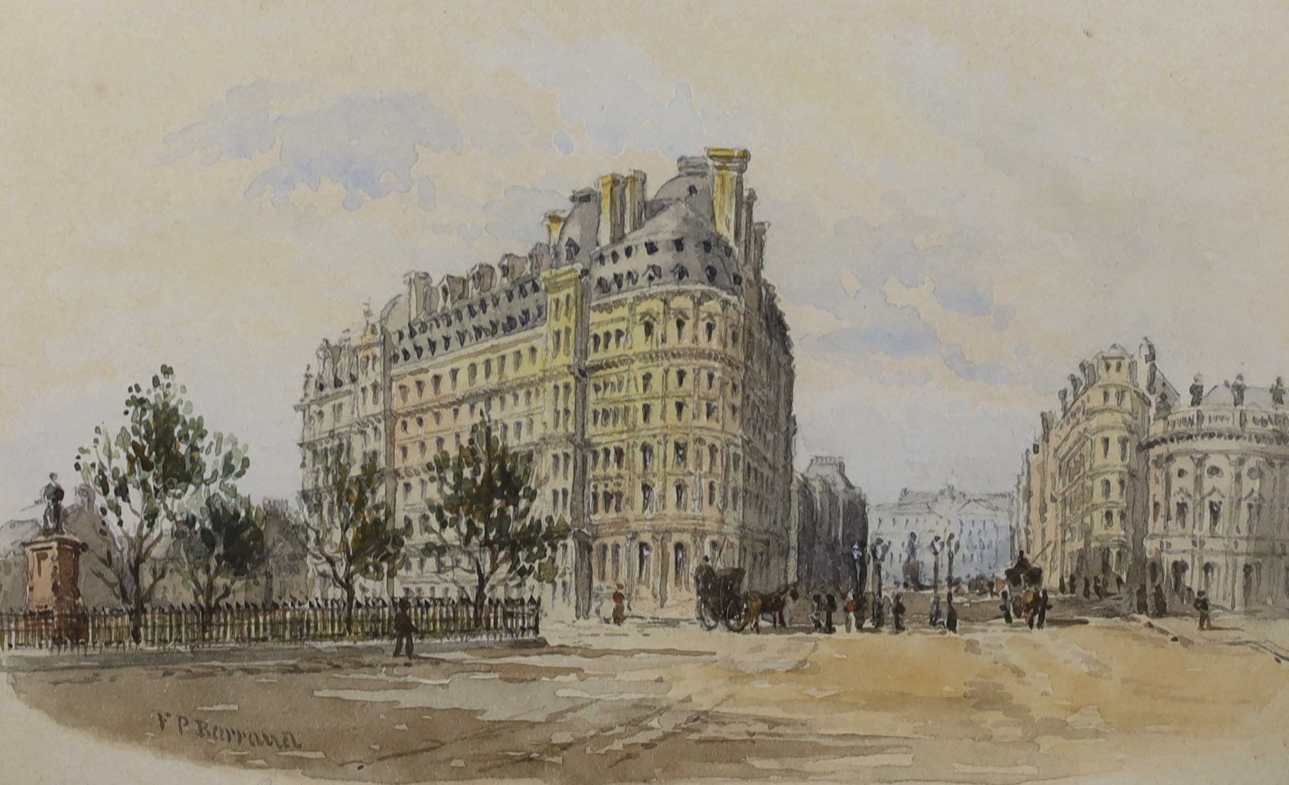 François-Emile Barraud (1899-1934), two watercolours, Trafalgar Square and Northumberland Avenue, signed, 9 x 14cm.